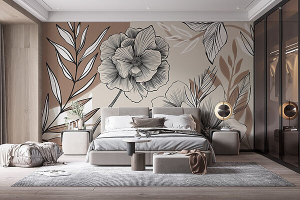 Desen artistic floral cu linii Desen artistic floral cu linii