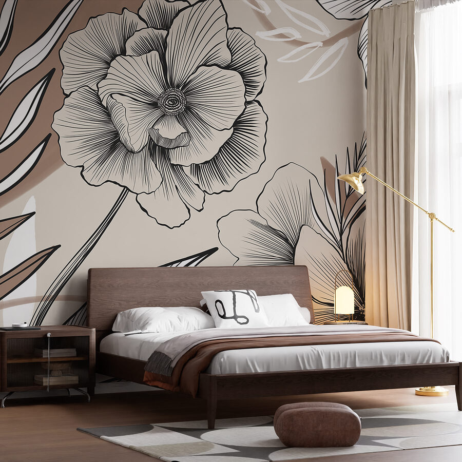 Fototapet Desen artistic floral cu linii. - imagine 5