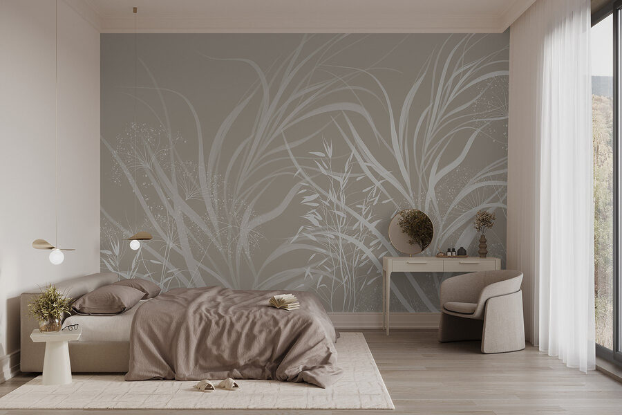 Design floral alb pe un fundal gri