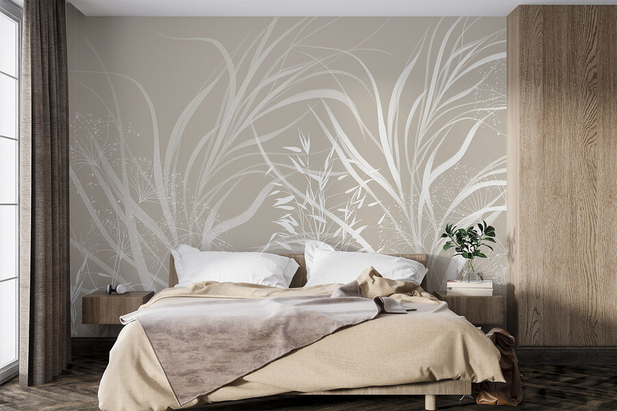 Design floral alb pe un fundal gri