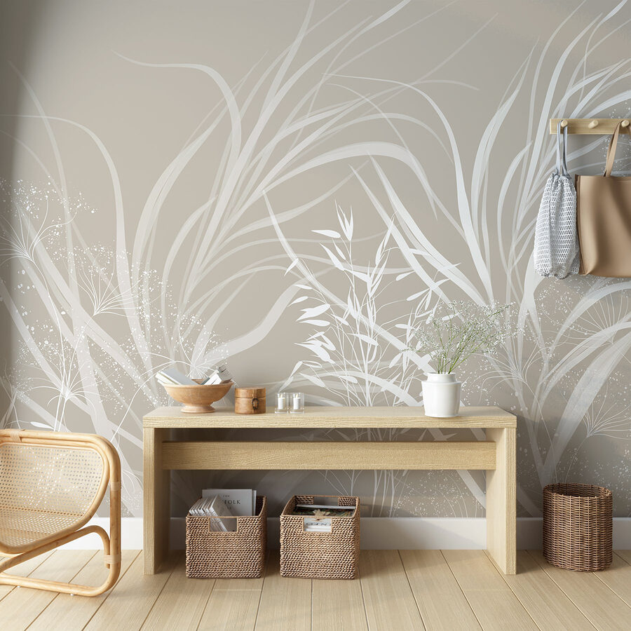 Design floral alb pe un fundal gri
