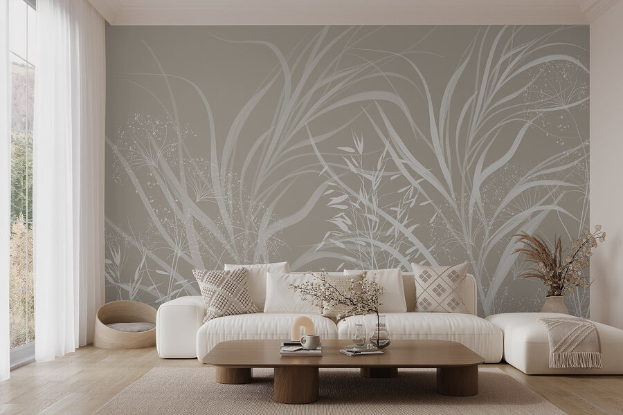 Design floral alb pe un fundal gri