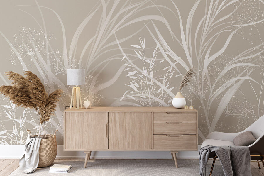 Design floral alb pe un fundal gri