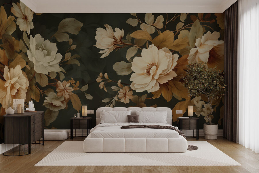 Aranjament floral elegant pe fundal întunecat