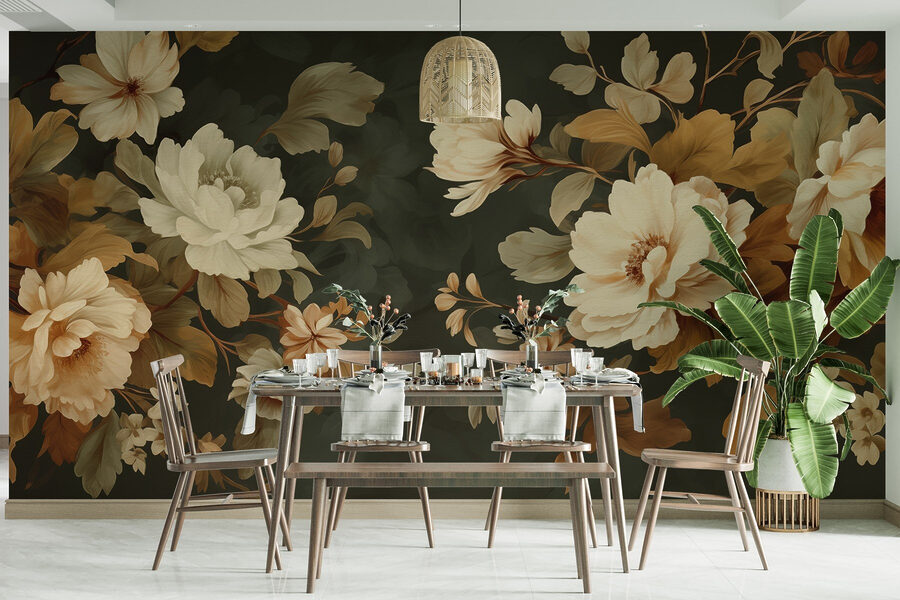 Aranjament floral elegant pe fundal întunecat