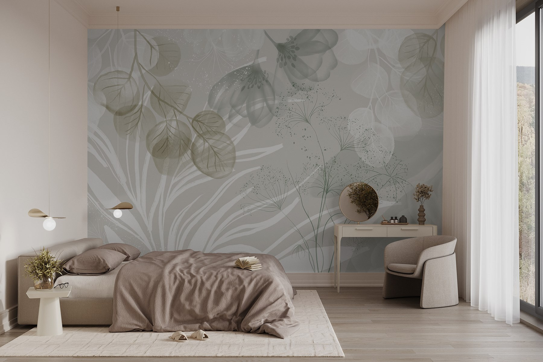 Serene botanical whispers in soft hues