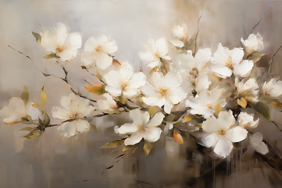 Pictura de flori albe