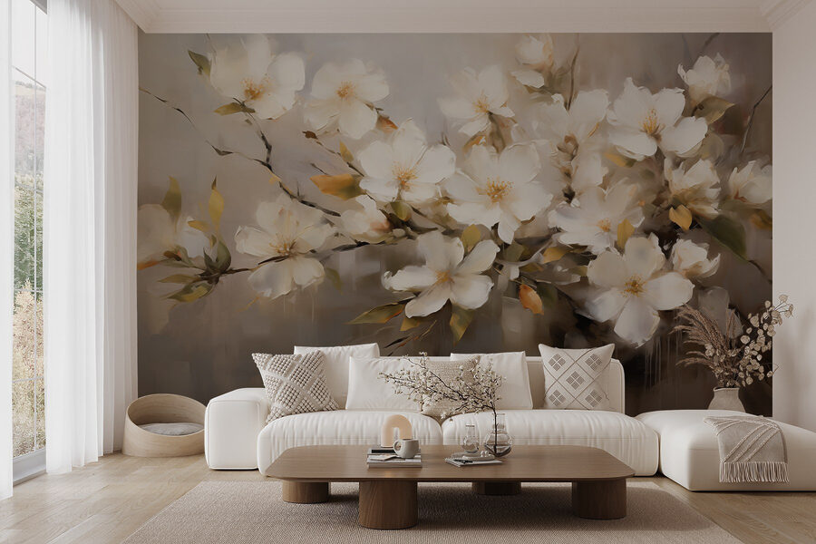 Pictura de flori albe