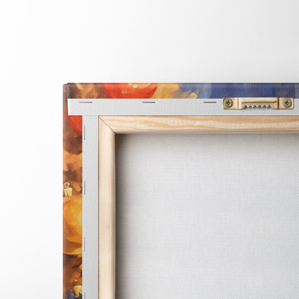 Painting of two champagne glasses next to a christmas tree