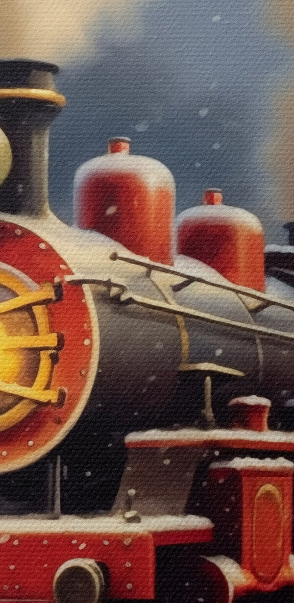 Tren pe șine în zăpadă Tren pe șine în zăpadă