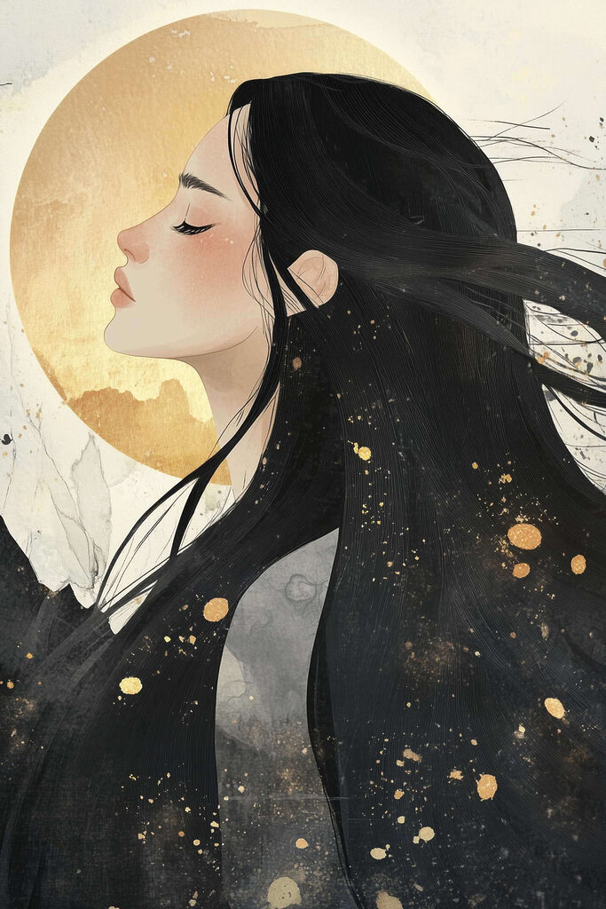 Ethereal silhouette against radiant backdrop