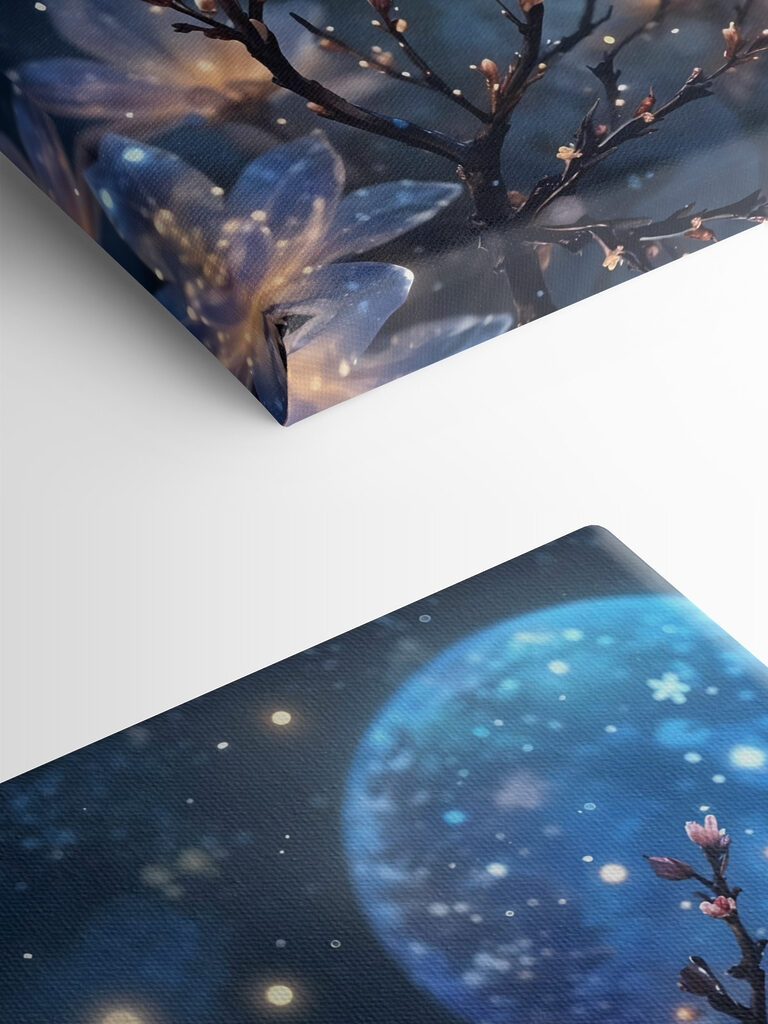 Group of flowers with glowing lights on them