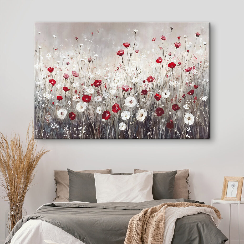 Painting of red and white flowers Painting of red and white flowers