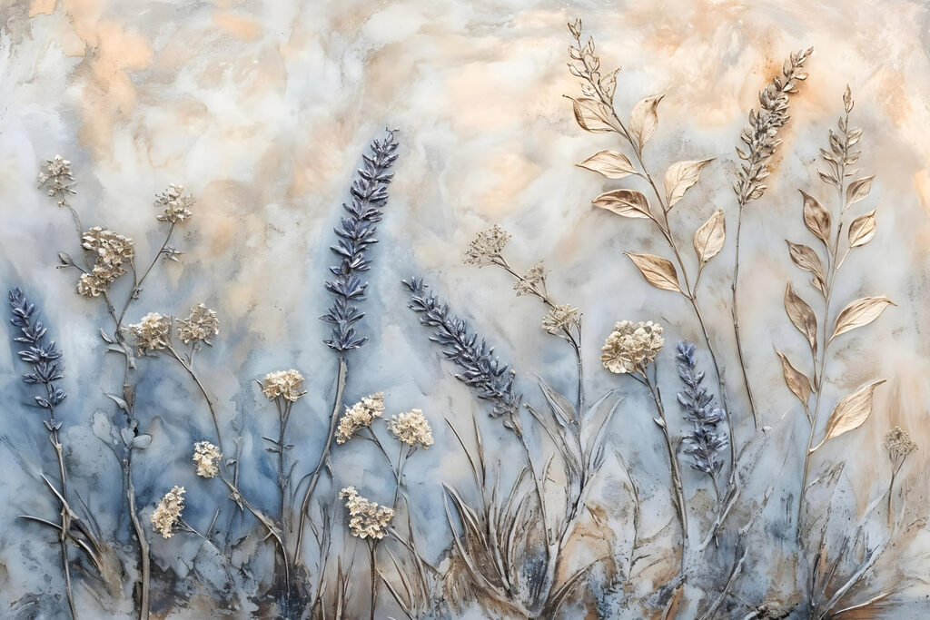 Painting of flowers and leaves