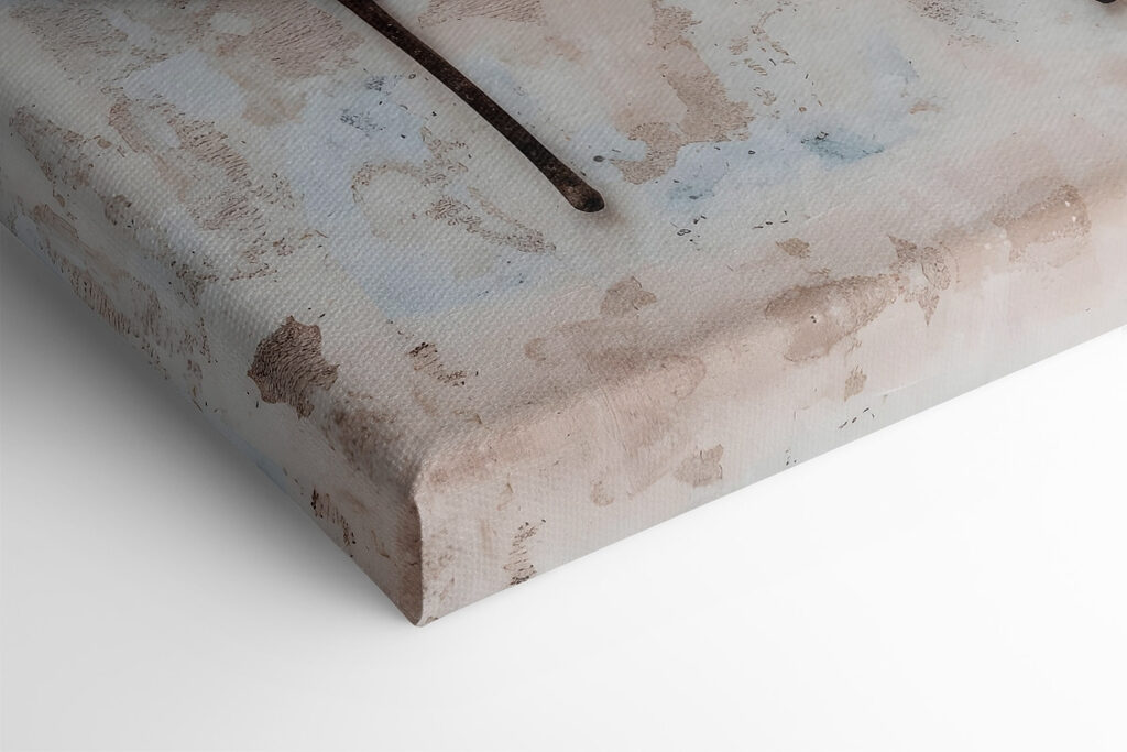 Row of leaves on a marble surface