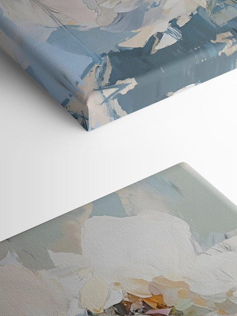 Painting of flowers on a blue background Painting of flowers on a blue background