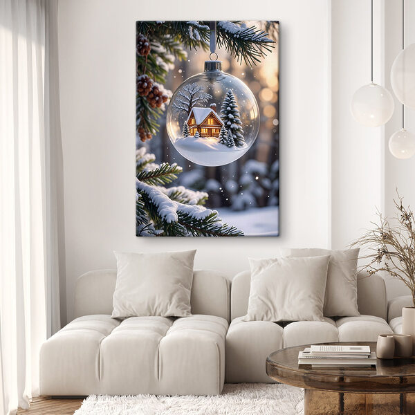 Glob de sticlă cu o casă și copaci în interior Glob de sticlă cu o casă și copaci în interior
