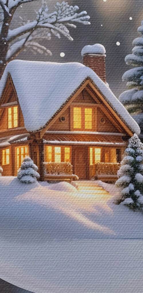 Glass ball with a house and trees inside