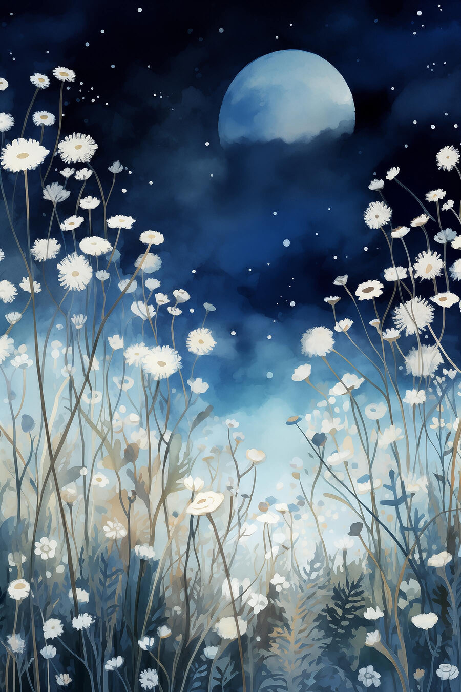 Pictura de flori albe