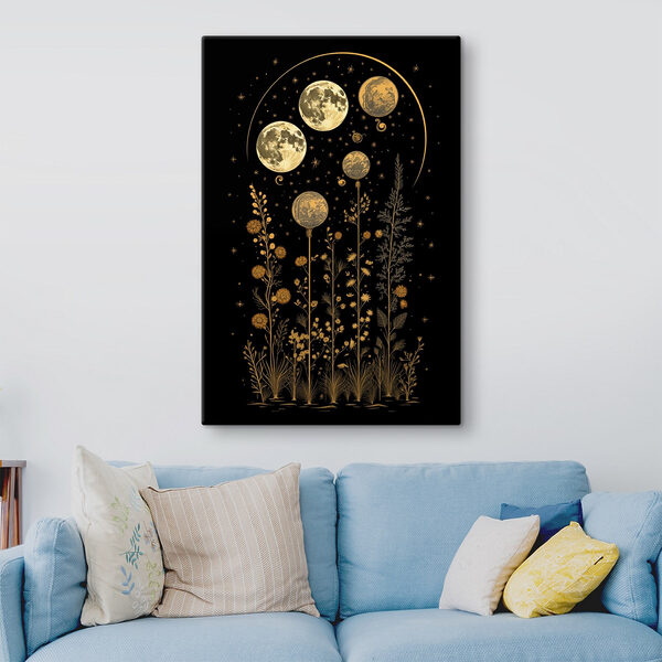 Tablouri Fazele lunii pe un fundal negru