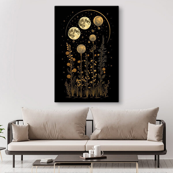 Moon phases in a black background