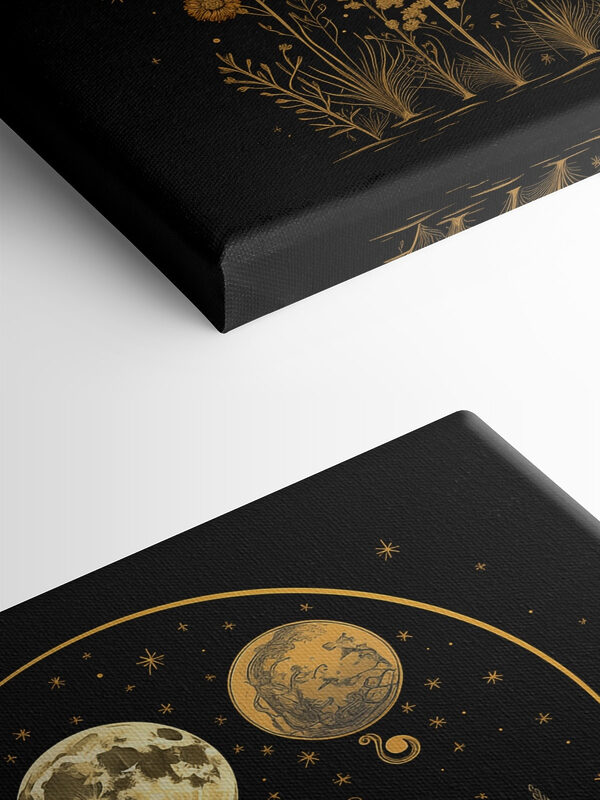 Moon phases in a black background