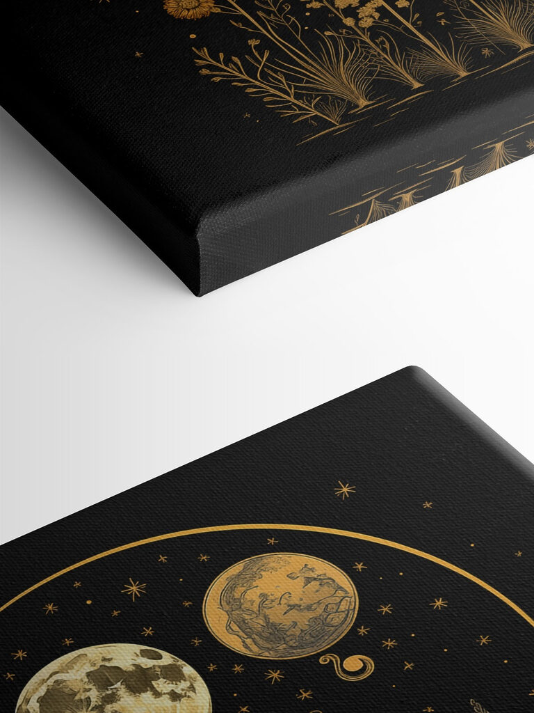 Moon phases in a black background