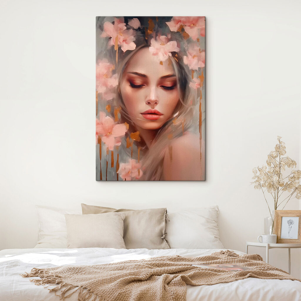 Painting of a woman with flowers in her hair Painting of a woman with flowers in her hair