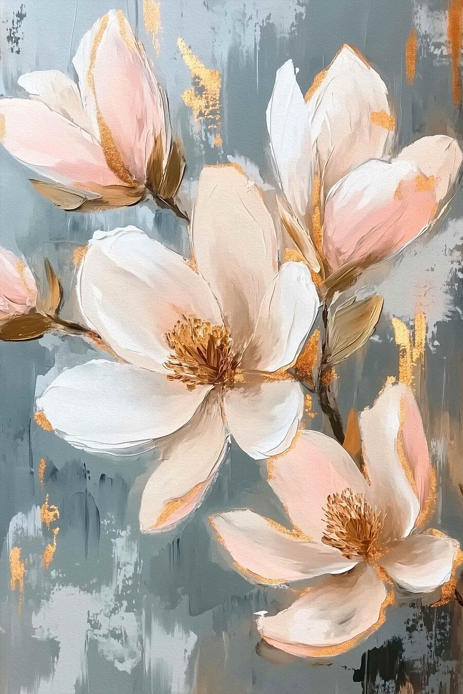 Pictura de flori pe un fundal albastru