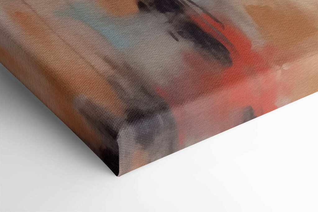 Painting of a person with a pink and grey background