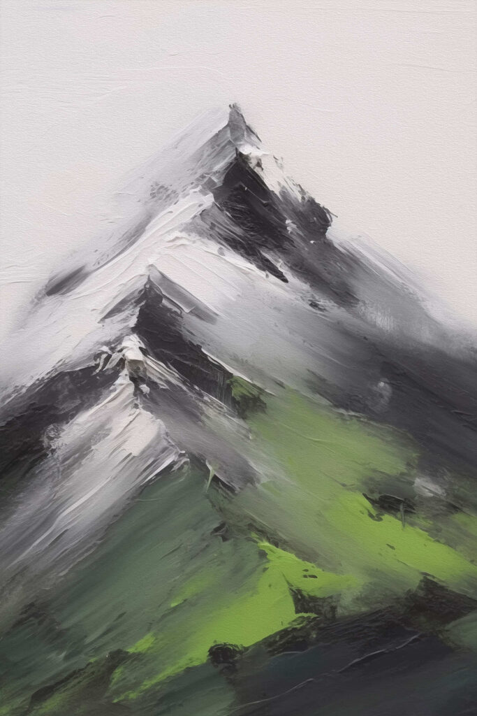 Painting of a mountain peak Painting of a mountain peak