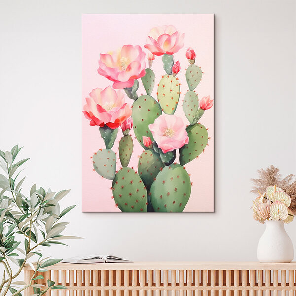Pictura unui cactus cu flori Pictura unui cactus cu flori