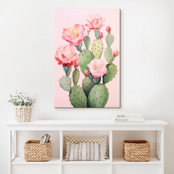 Pictura unui cactus cu flori Pictura unui cactus cu flori