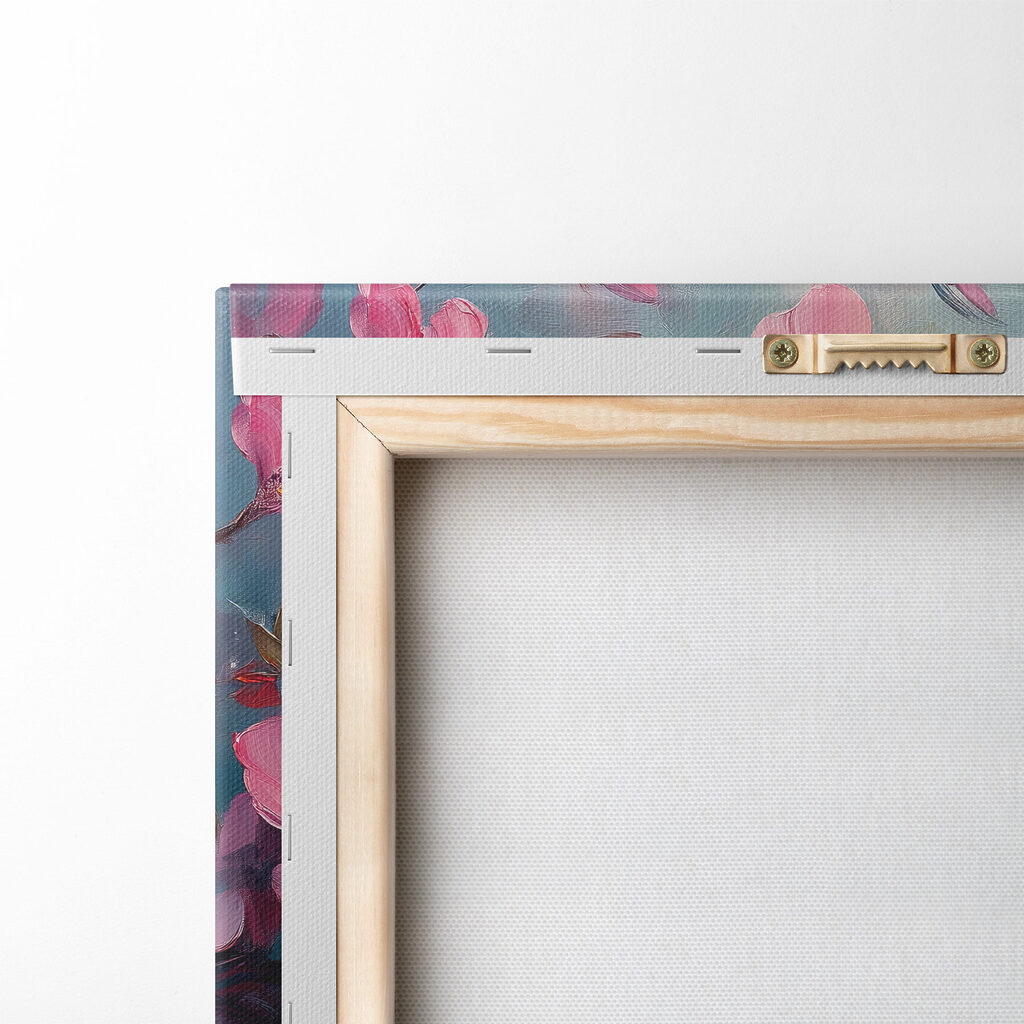 Butterfly on a branch of pink flowers