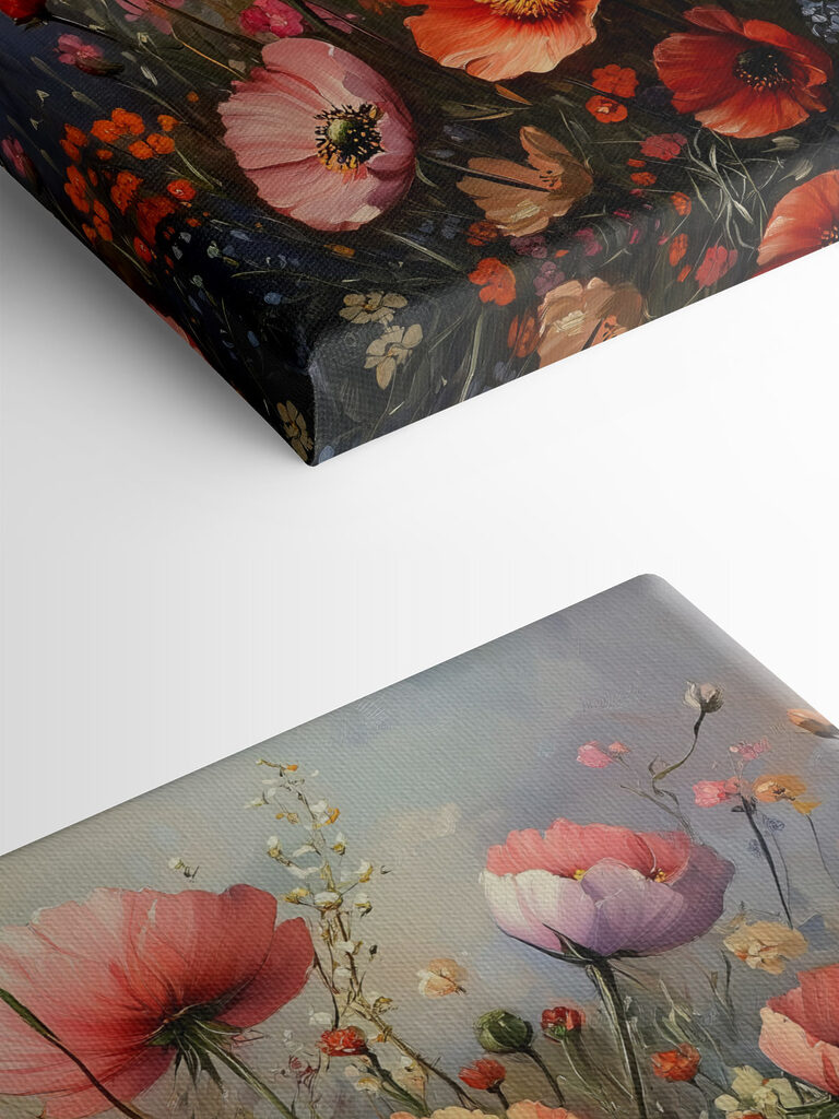 Painting of flowers in a field
