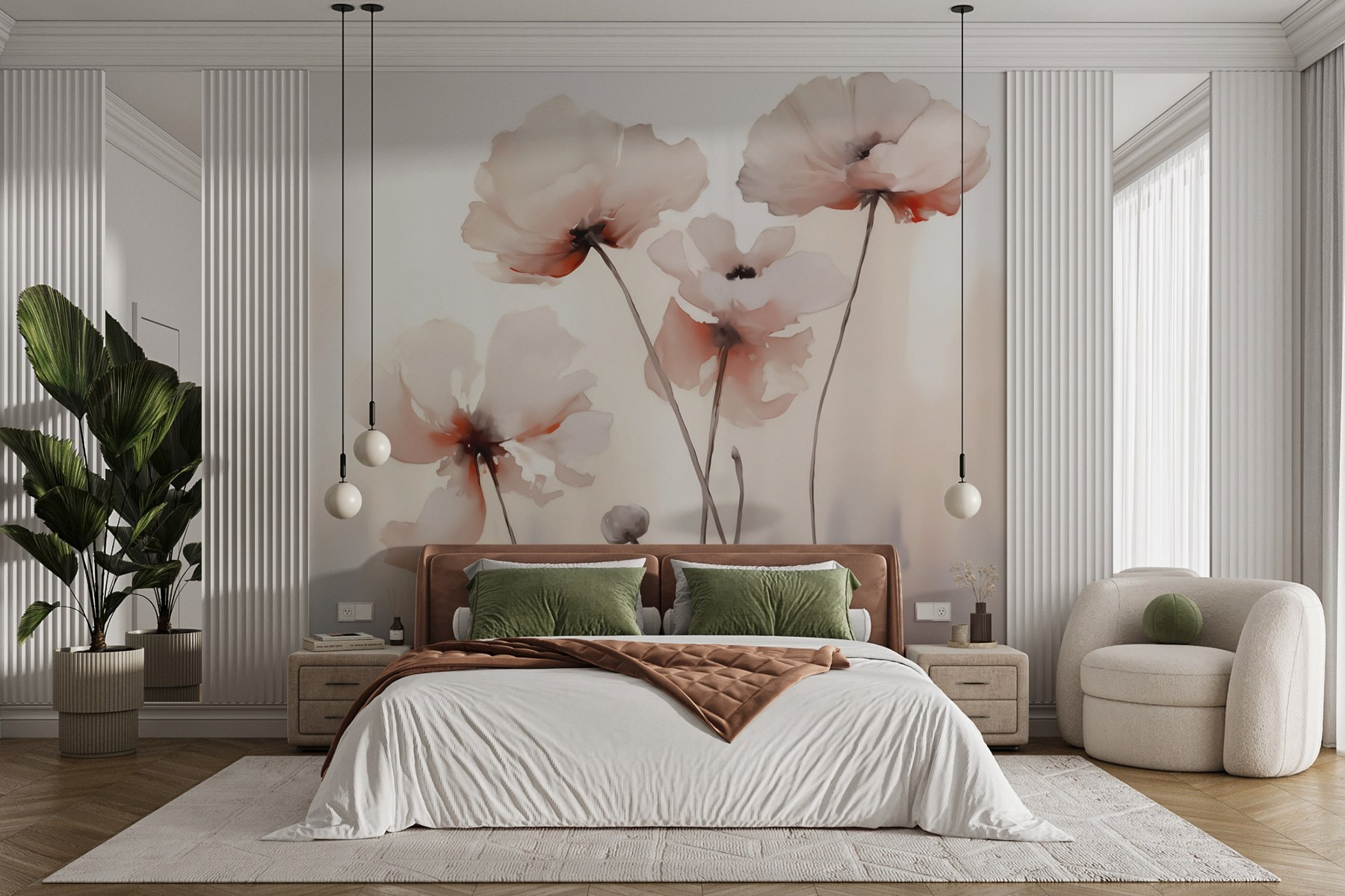 Group of flowers on stems