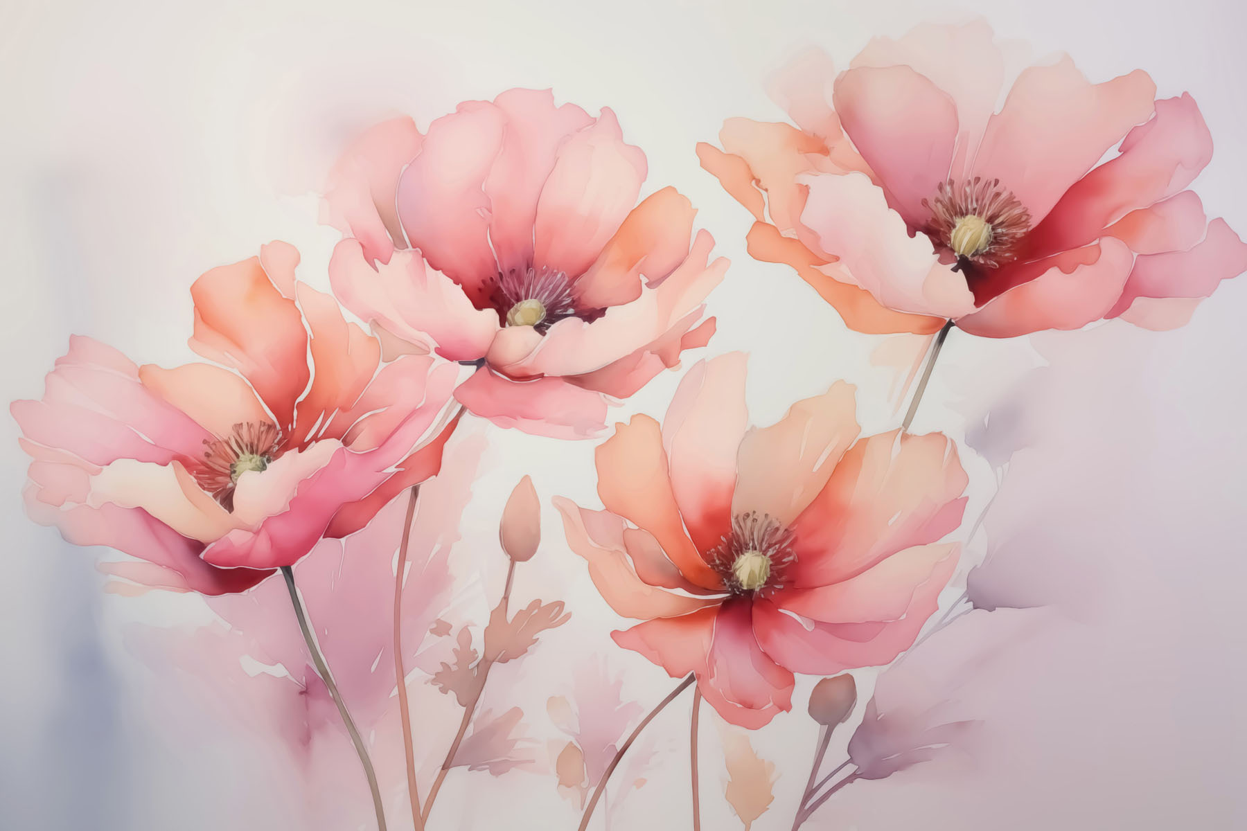 Painting of flowers on a white background