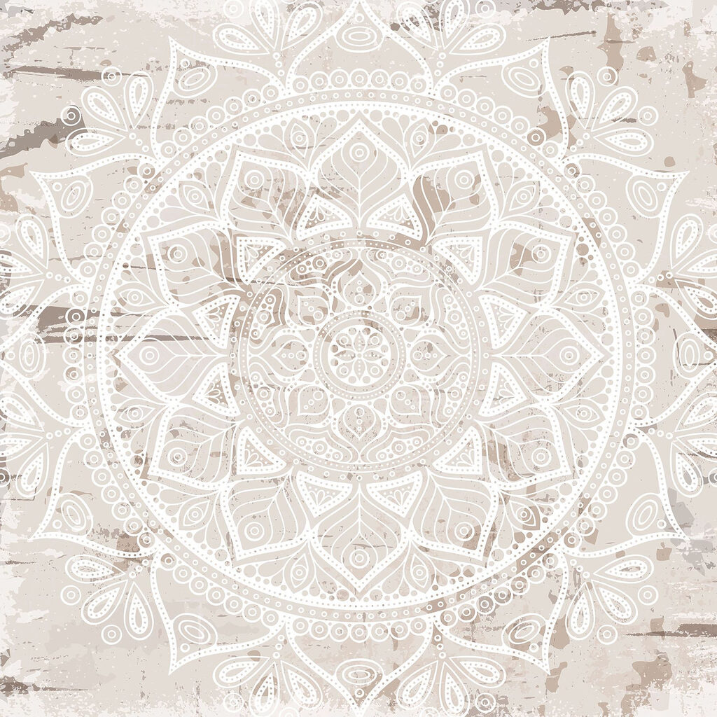Mandala albă pe o suprafață maro Mandala albă pe o suprafață maro