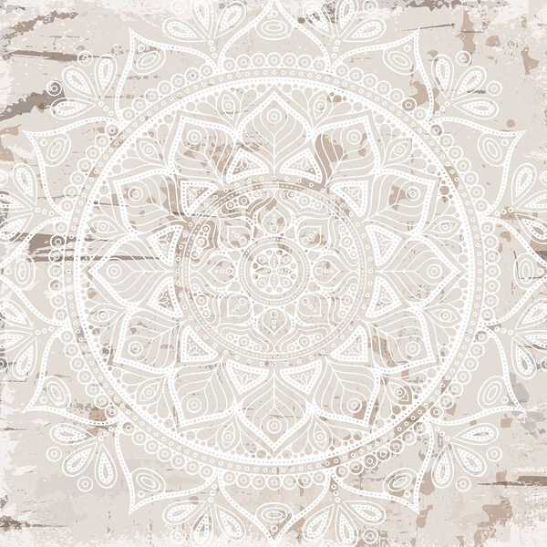 Mandala albă pe o suprafață maro Mandala albă pe o suprafață maro