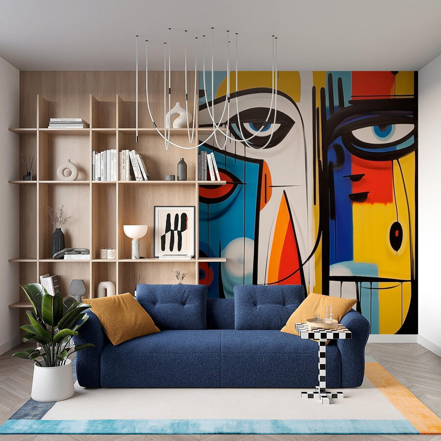 Fototapet Piesă de artă colorată cu fețe diferite - imagine 2