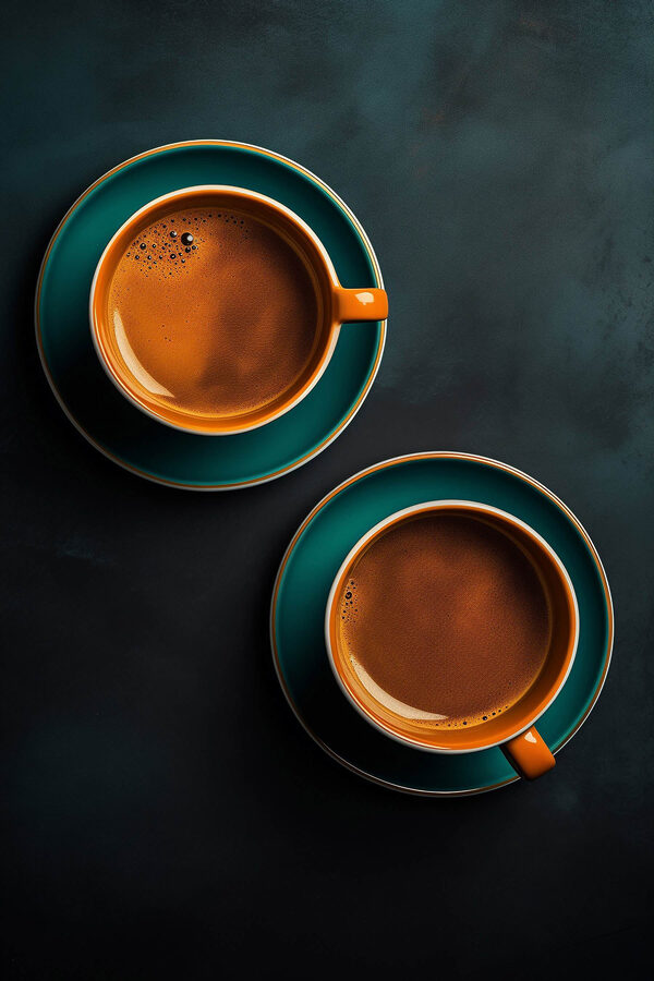 Două cești de cafea pe farfurioare Două cești de cafea pe farfurioare