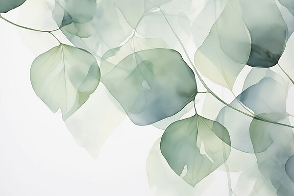 Delicate leaves in soft pastel hues
