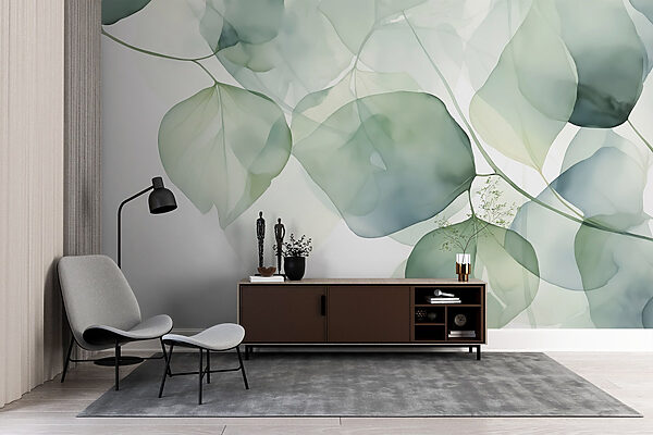 Delicate leaves in soft pastel hues