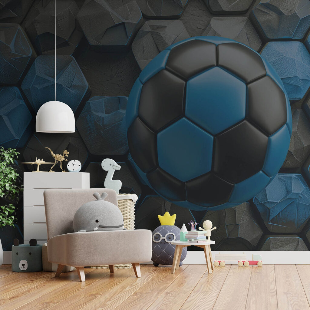 Blue and black football ball