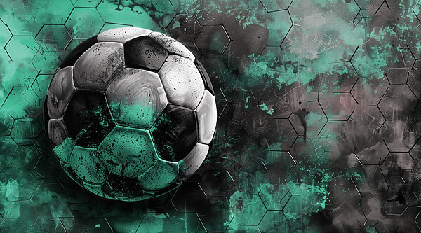 Minge de fotbal pe un fundal verde și negru Minge de fotbal pe un fundal verde și negru