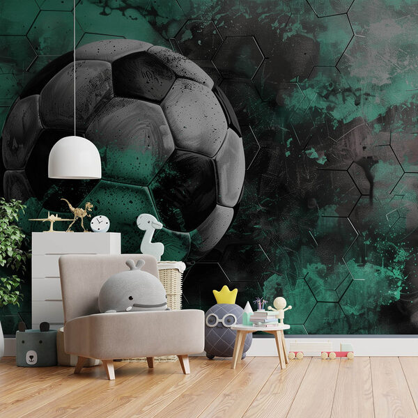 Minge de fotbal pe un fundal verde și negru Minge de fotbal pe un fundal verde și negru