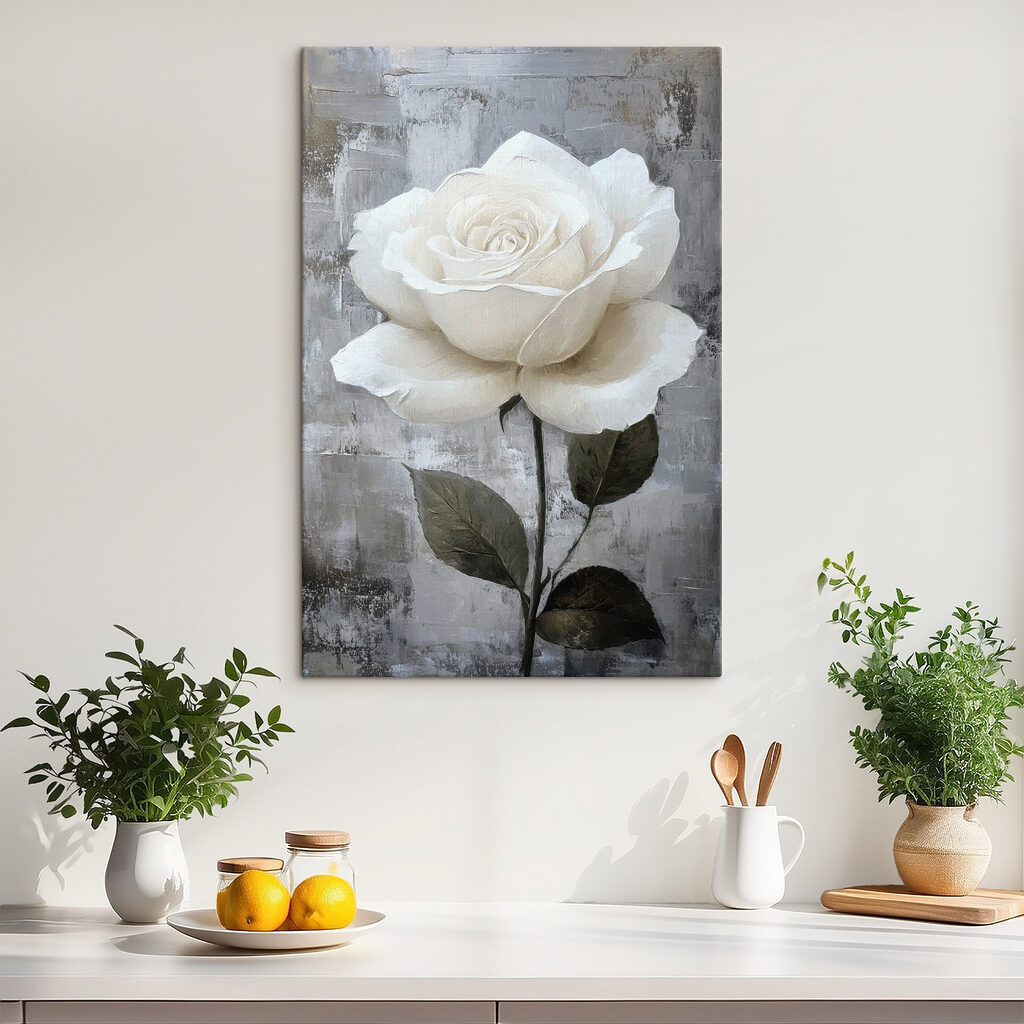 Painting of a white rose