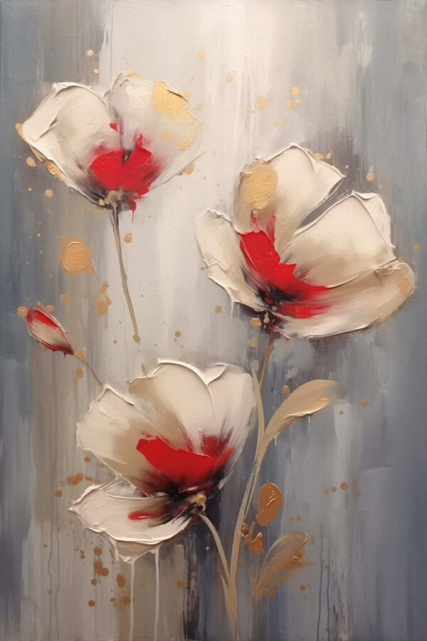 Pictura de flori pe un fundal gri Pictura de flori pe un fundal gri