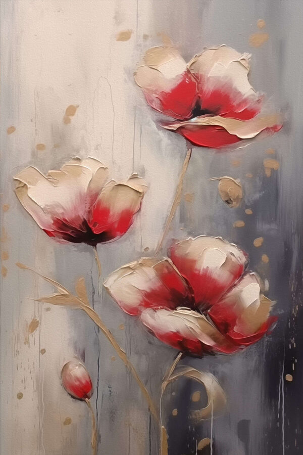 Pictura de flori pe un fundal gri Pictura de flori pe un fundal gri