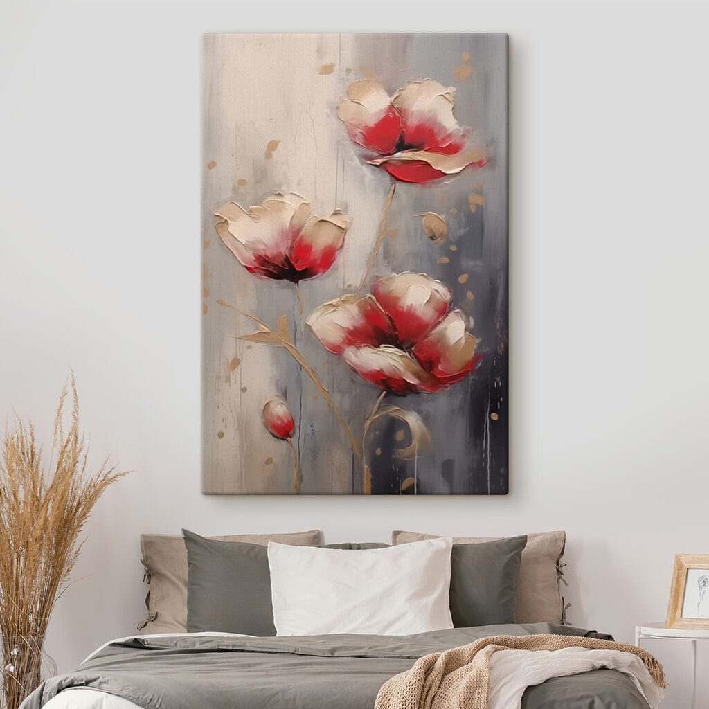Painting of flowers on a grey background